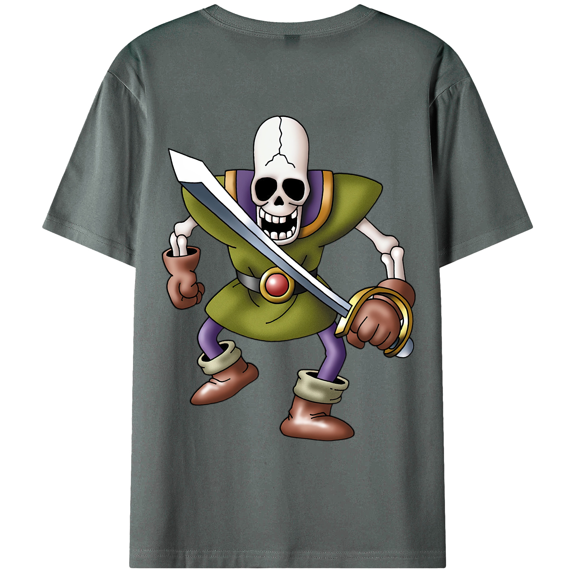 （画像用） ドラゴンクエスト Doragon Kuesuto Dragon Quest 綿100％ メンズ半袖Tシャツ（バックプリント） 通気性